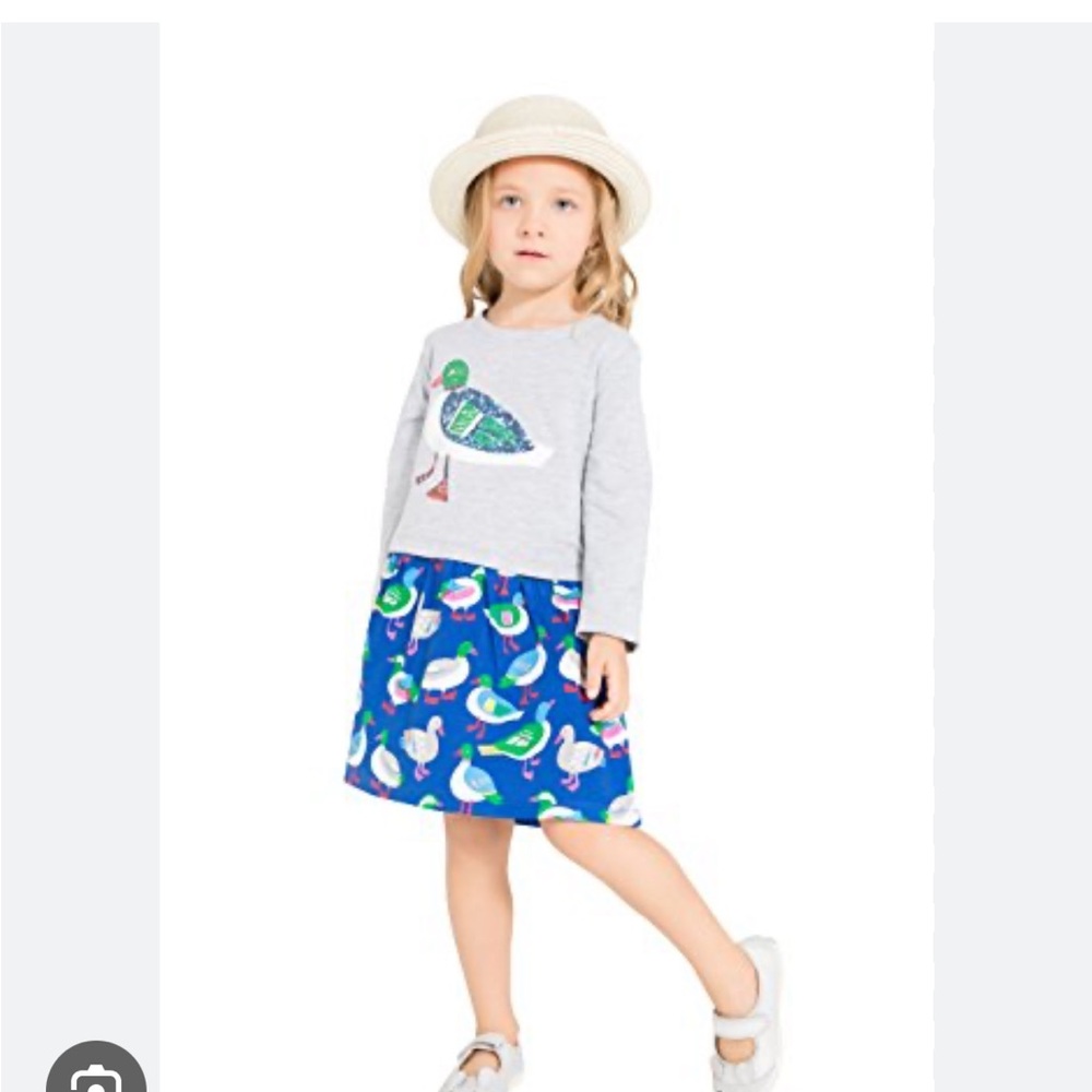 Cotton Long Sleeve Duck Print Dress